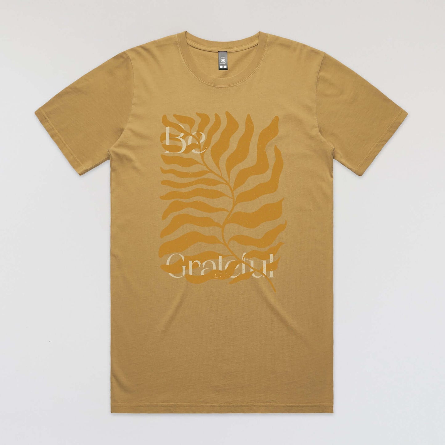 Not Roses - Be Grateful T-shirt (Faded Mustard). Front View