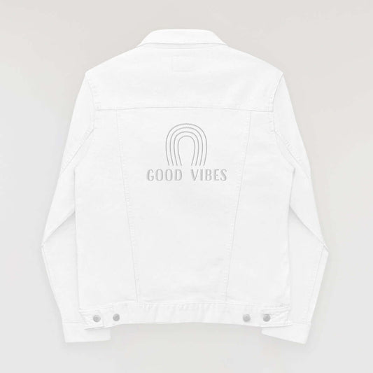 Good Vibes Denim Jacket - White Stitch